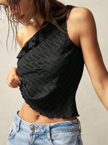 Bohemela Top sin mangas ajustado de punto de unicolor estilo bohemio con hombros descubiertos para vacaciones de verano para mujeres