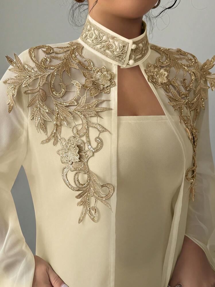 Selianne Set de 2 vestidos largos elegantes y gráciles, adecuados para el verano - Albaricoque - Añade 6