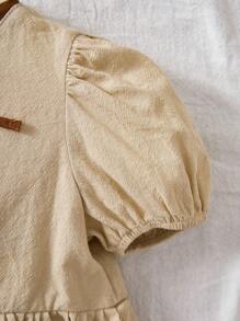 Travachic KIDS Cute "Babygirl" Bow Decor Apricot Short Sleeve Top, Versatile Summer Holiday Wear - Apricot - View 8