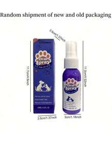 SHEIN 1pc 30ml Pet Teeth Cleaning Spray, Effective Deodorizer For Cat/Dog Mouth Odor And Tartar Removal, Oral Care Without Brushing