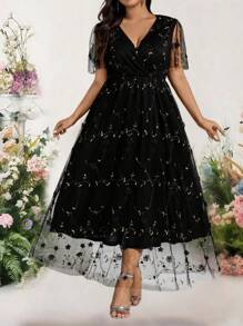 Bellastra Women's Wedding Reception Light Lace-Trimmed Cocktail Dress - Black - View 3