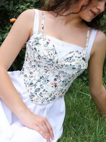 SHEIN 1件女士数码印花无钢圈性感文胸 - 彩色 - 查看 4