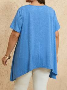 EMERY ROSE Lässiges T-Shirt in Übergröße mit minimalistischer Tasche und asymmetrischem Saum, kurzärmelig, Sommer-Tunika-Oberteil