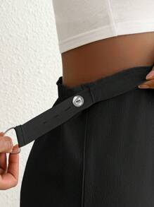 SHEIN 孕妇纯色高腰哈伦裤，百搭通勤 - 黑色 - 查看 5