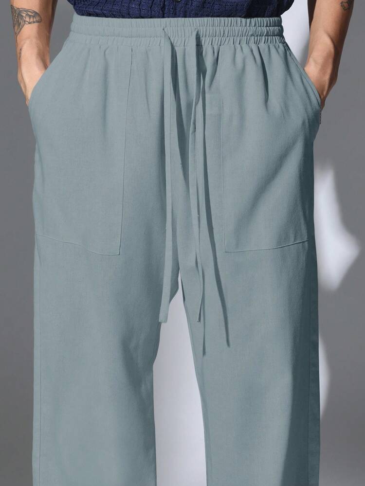 Men Straight Leg Relaxed Fit Pants With Drawstring All Day Comfort