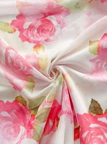 Soleia Rose Floral Mesh Ruched Backless Camisole Mini Dress, Holiday, Date, Valentine's Day, Afternoon Tea, Summer - Multicolor - View 7