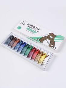 SHEIN 1 Set Vernici acriliche Set di pittura ad acquarello da 12 colori, adatto per disegni fatti a mano, pittura, graffiti e lavaggio, ideale per studenti d'arte, forniture per ufficio e studio e articoli per il ritorno a scuola