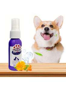 SHEIN 1pc 30ml Pet Teeth Cleaning Spray, Effective Deodorizer For Cat/Dog Mouth Odor And Tartar Removal, Oral Care Without Brushing