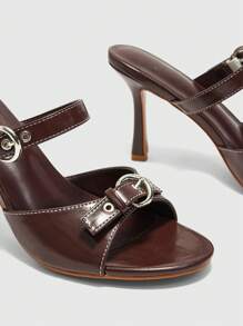 CUCCOO BIZCHIC Giày cao gót mũi tròn thời trang da dầu màu nâu 3,5 inch cho nữ - màu nâu - Xem 10