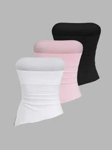 Sweetra Y2K Sexy Ruched Asymmetrical Hem Cropped Camisole Top - Multicolor - View 2