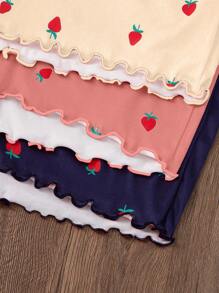 Dream Adore Conjunto de pijama de 3 piezas con estampado de fresa, que incluye camiseta de tirantes y shorts