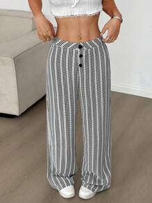 Flirla 2025 Spring/Summer Plaid Button Design Multicolor Jacquard Fresh Pants Fall Cloth For Women - Black - View 6