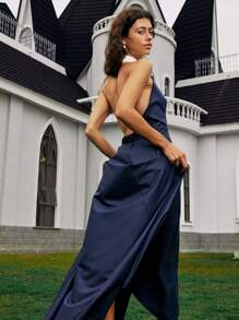 Briarwyn Woven Off-Shoulder Backless Dress For Women - Blue - View 2