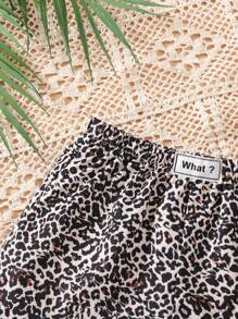 SHEIN شورت أنيق للطفلة للصيف بطبعة نمر مرن الخصر، استخدام عادي