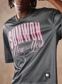 Sumwon New York Retro Mesh Athletic Jersey Basketball Style Oversize Summer Streetwear Sport Team Practice Tee With Large Number - Grey - View 4