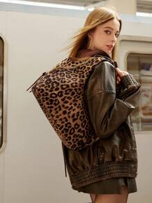 SHECARRY 女士豹纹休闲手提包，适合日常/办公使用 - 彩色 - 查看 9