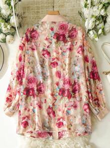 Lacomfia Áo dài tay in hoa cỡ lớn - Nhiều màu - Xem 2