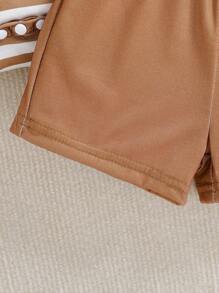 SHEIN 2pcs Baby Boy Cute Stripe Set, Spring/Summer - Brown - View 8