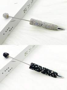 SHEIN Glitter Beadable Pens Full Rhinestone Fancy Pens For Beads Cute Journalling Pens For Women Fun Bling Ballpoint Pens Tween Gifts Stuff Back To School