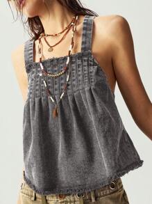 Bohemela Women's Summer Casual Washed Backless Camisole - Grey - View 3