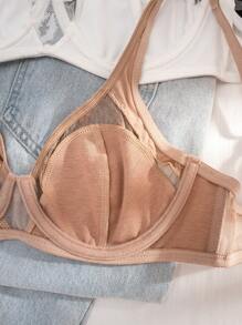 SHEIN 3件套舒适内衣套装，带钢圈文胸和薄底裤 - 彩色 - 查看 6