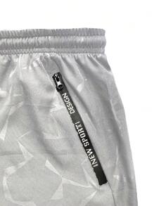 Gym Rark Quần short thể thao thường ngày in họa tiết toàn thân có dây rút eo thời trang mùa hè cho nam Quần short chạy bộ - Màu Xám nhạt - Xem 3