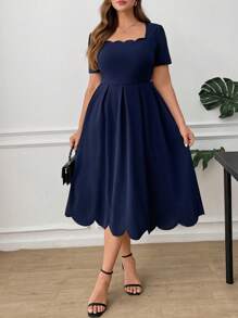 Ellevyn Plus Size Elegant Square Neckline Seashell Edge Plain Color Dress For Women,Graduation Dress,Graduation Dresses For Women,White Graduation Dress,Graduation Outfit, ,Summer Dress,Graduation Dress,Dresses For Women Summer,Wedding Guest Dress Women Prom Dress,Elegant Dresses For Party,Birthday Dresses For Women,Dresses For Women Elegant,Elegant Dresses For Women
