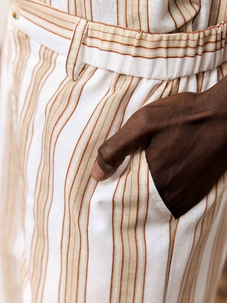 2025 Men's Shorts,Striped Print Button-Pocket Casual Beach Vacation Holiday Shorts,White Summer Daily Office Teacher Graduation 4th Of July Shorts