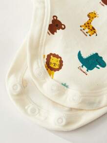 Cozy Pixies 新生女宝宝卡通动物印花柔软针织圆领短袖连体衣