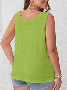 SHEIN VCAY Áo ba lỗ du lịch thường ngày trơn cỡ lớn - Màu xanh chanh - Xem 2