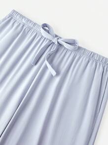 LUVLETTE Women's Plus-Size Soft 100% Pure Cotton Basic Button-Up Top & Pants Loungewear Pajama Set Pants With Pockets,Spring And Summer Cotton Pajamas - Blue - View 5