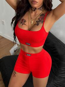 Coolane Trang phục hai mảnh dành cho phụ nữ mặc hàng ngày - Đỏ - Xem 4