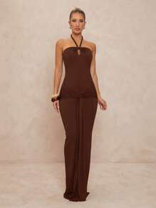 Lumalex 女士优雅纯色吊带连衣裙