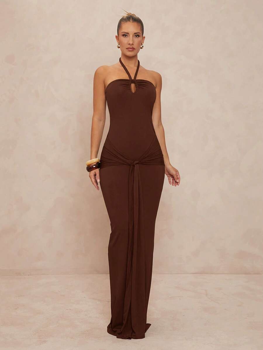 Lumalex 女士优雅纯色吊带连衣裙