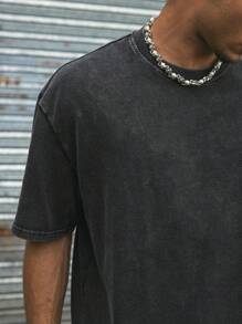 AXEPEAK Camiseta de manga corta con cuello redondo de hombre holgada y de punto en estilo sencillo y desgarrado, para amigos, moda, salir, verano, estilo urbano