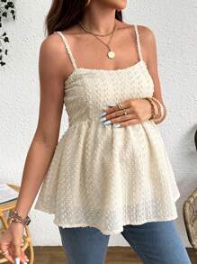 SHEIN Lässiges Sommer-Camisole mit Rüschensaum und einfarbiger Umstandsmode