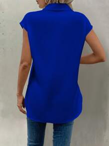 EMERY ROSE Cartoon Character Print Button-Up Shirt With Collar - Royal Blue - View 2