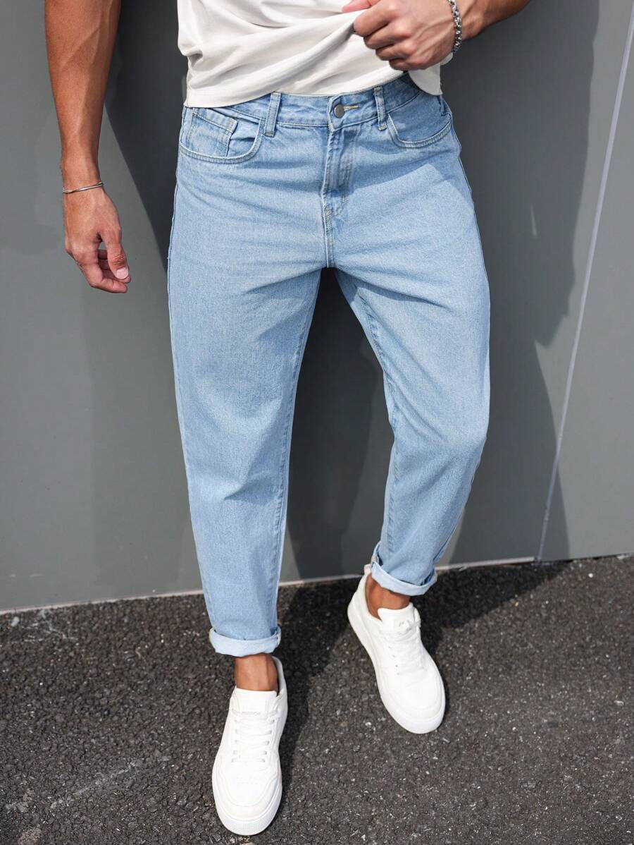 Manfinity Homme Jeans blu casual di moda da uomo, slim fit, stile da strada