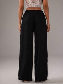 TRNVIE Women's Loose Casual Pants High Waist Elastic Waistband Bohemian Vacation Travel Beach Long Pants, Versatile Fall Cloth For Women