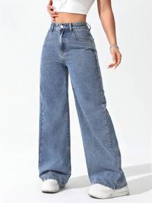 Quần Jeans Denim Màu Trơn Thường Ngày Cho Nữ - Rửa nhẹ - Xem 6