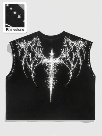 Street Life Gothic Print Crop Tank Top Sleeveless Athletic Workout Fashion  Gym Vest