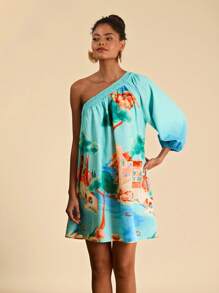 Travachic Women's Summer Vacation Printed Loose Halter Dress,Summer,Summer Outfits For Women,Beachwear,Easter,Beach Outfits For Woman,Vacation Outfits Women,Concert Outfit Women,BOHO,Music Festival,Tropical Vacation Woman Clothes,Romantic,Summer Dresses For Women,Bohemian Clothes