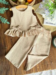 Vintaside Kids 2 stuks/set babymeisje casual schattige strik decoratie mouwloze top en broekset