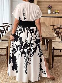 Weeklong Vestito estivo con scollo a V e maniche corte per taglie forti, alla moda