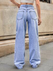 RueChic Jeans dritti con dettaglio sui lati a vita bassa