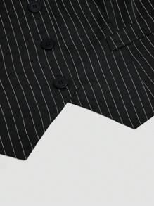 Franclia 时尚优雅修身条纹背心女式无袖短款别致吊带背心 - 黑色 - 查看 5