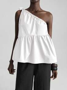 Ontre 2025新款女士无袖纯色简约时尚背心，适合夏季穿着，波西米亚风格，度假休闲，吊带设计，蝴蝶结抽绳，商务休闲女装，海滩度假生日派对，女教师制服，白色女式度假/商务休闲背心 - 白色 - 查看 6