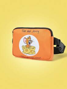 TOM & JERRY X SHEIN Women's Fashion Cartoon Mouse & Cheese Print Adjustable Strap Square Fanny Pack, Suitable For Sports, Running, Cycling, Hiking - Multicolor - View 2