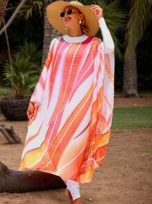 Swim Mulvari Swim Mulvary 春假女士泳衣罩衫，大叶植物印花定位罩衫 - 彩色 - 查看 3