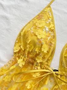 Soleia Áo hai dây hở lưng thêu họa tiết du lịch dành cho nữ, thích hợp cho các dịp lễ, hẹn hò, trà chiều, lễ hội âm nhạc, bãi biển, mùa hè, phong cách Boho, móc len, vải lanh - Màu vàng - Xem 6